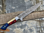 Texas Flag Handles Custom Handmade Damascus Outdoor Kitchen/BBq knives set - Troy Blades
