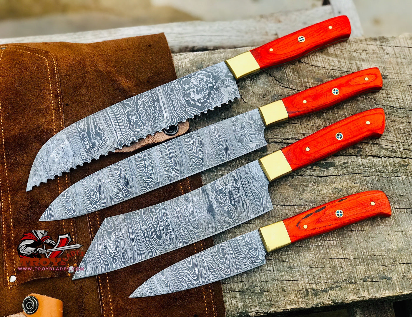 Custom Handmade Damascus Kitchen/BBQ Set S006 - Troy Blades