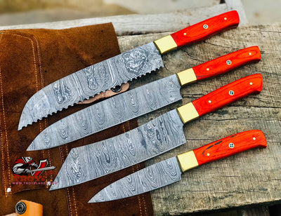 Custom Handmade Damascus Kitchen/BBQ Set S006 - Troy Blades