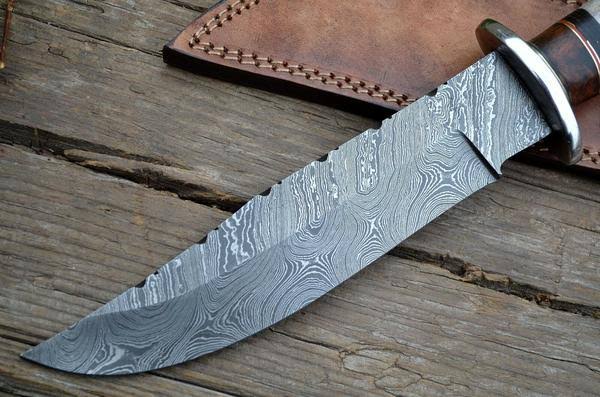Custom handmade Damascus Antler Handle Bowie - Troy Blades