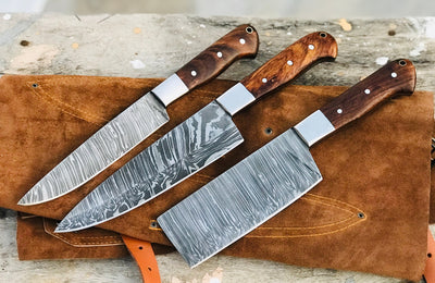Hand Made Damascus steel Kitchen Knives Set - Troy Blades