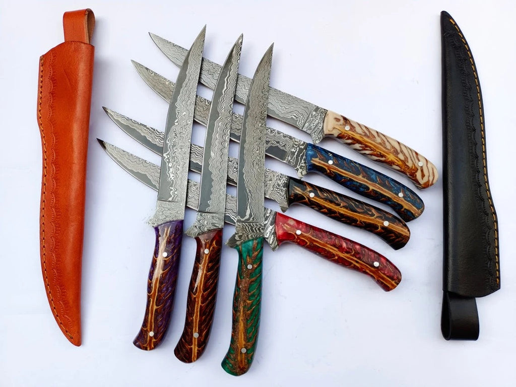 Buy One Get One Free Epoxy Pinecone Handles CUSTOM HANDMADE DAMASCUS FILLET KNIFE - Troy Blades