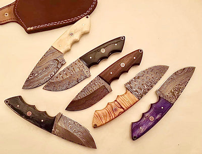 Deal of 6 Hunting Skinning knives with leather sheathe sheathes - Troy Blades