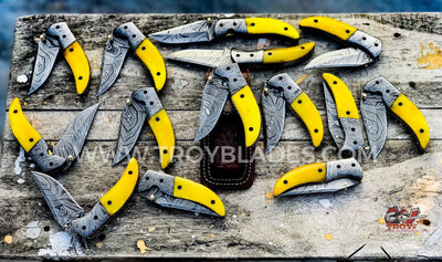 Happy Deal of Custom Handmade Damascus Pocket Folding Knives - Troy Blades