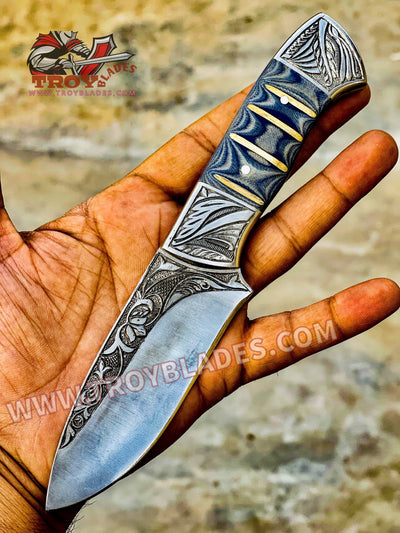 D2 steel 100% Hand tooled and handmade hunting camp knife - Troy Blades