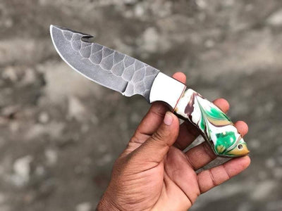 Huntwise Special Beautiful Custom Handmade Damascus Gut Hook knife - Troy Blades