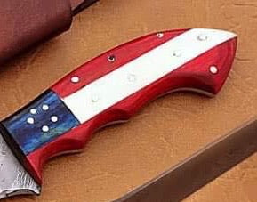 Custom Handmade Damascus US Flag Handle Fillet knife - Troy Blades