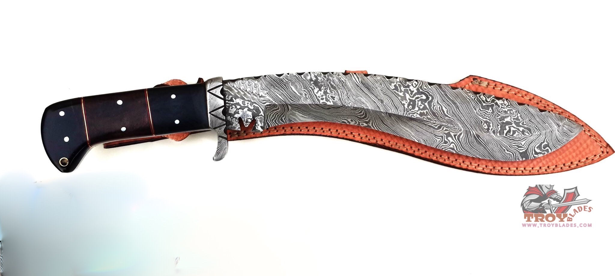 Custom handmade Damascus kukri knife - Troy Blades