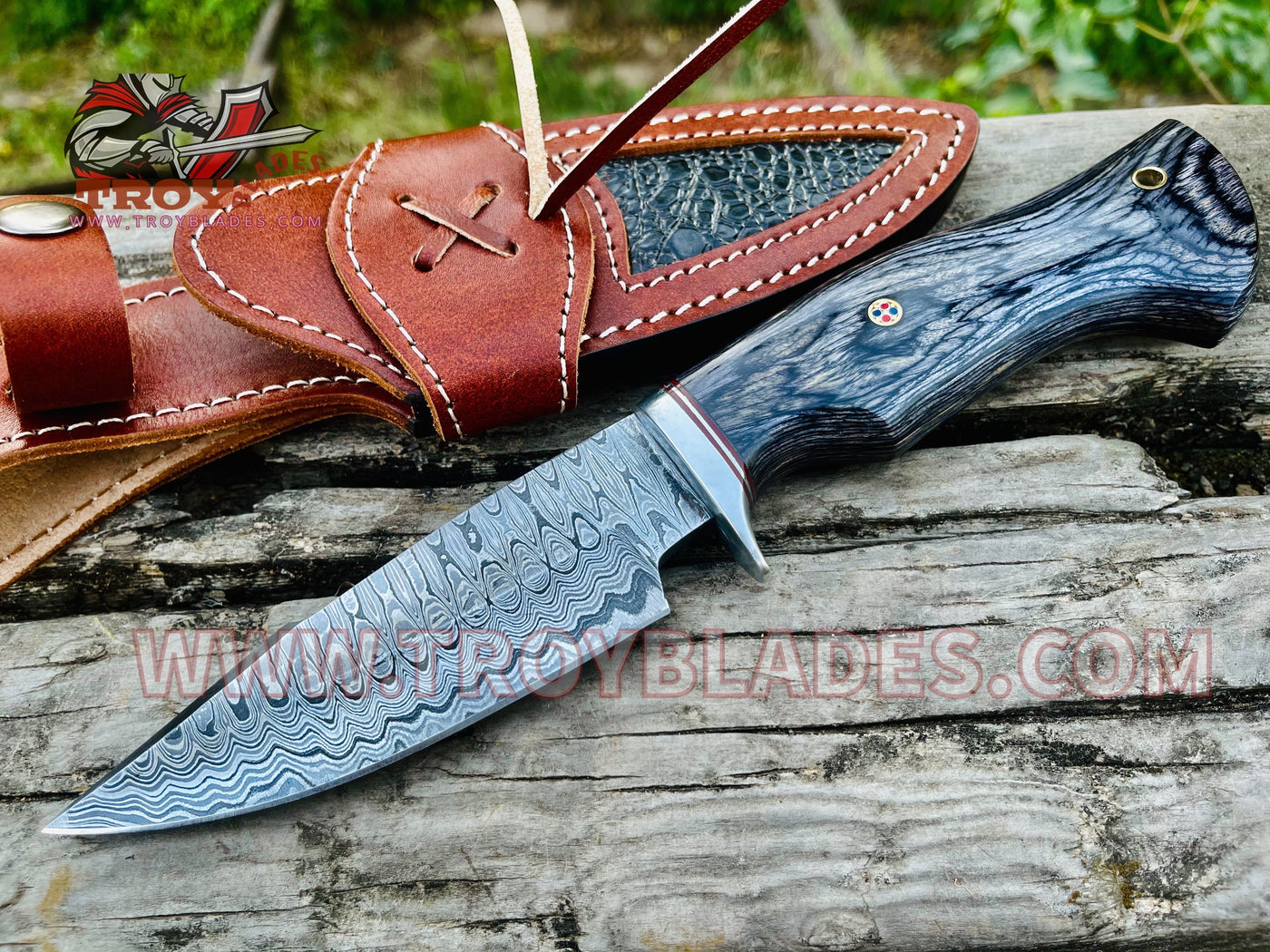 Custom Handmade Hunting Knife Damascus Steel Overall 10'' bowie #780 - Troy Blades
