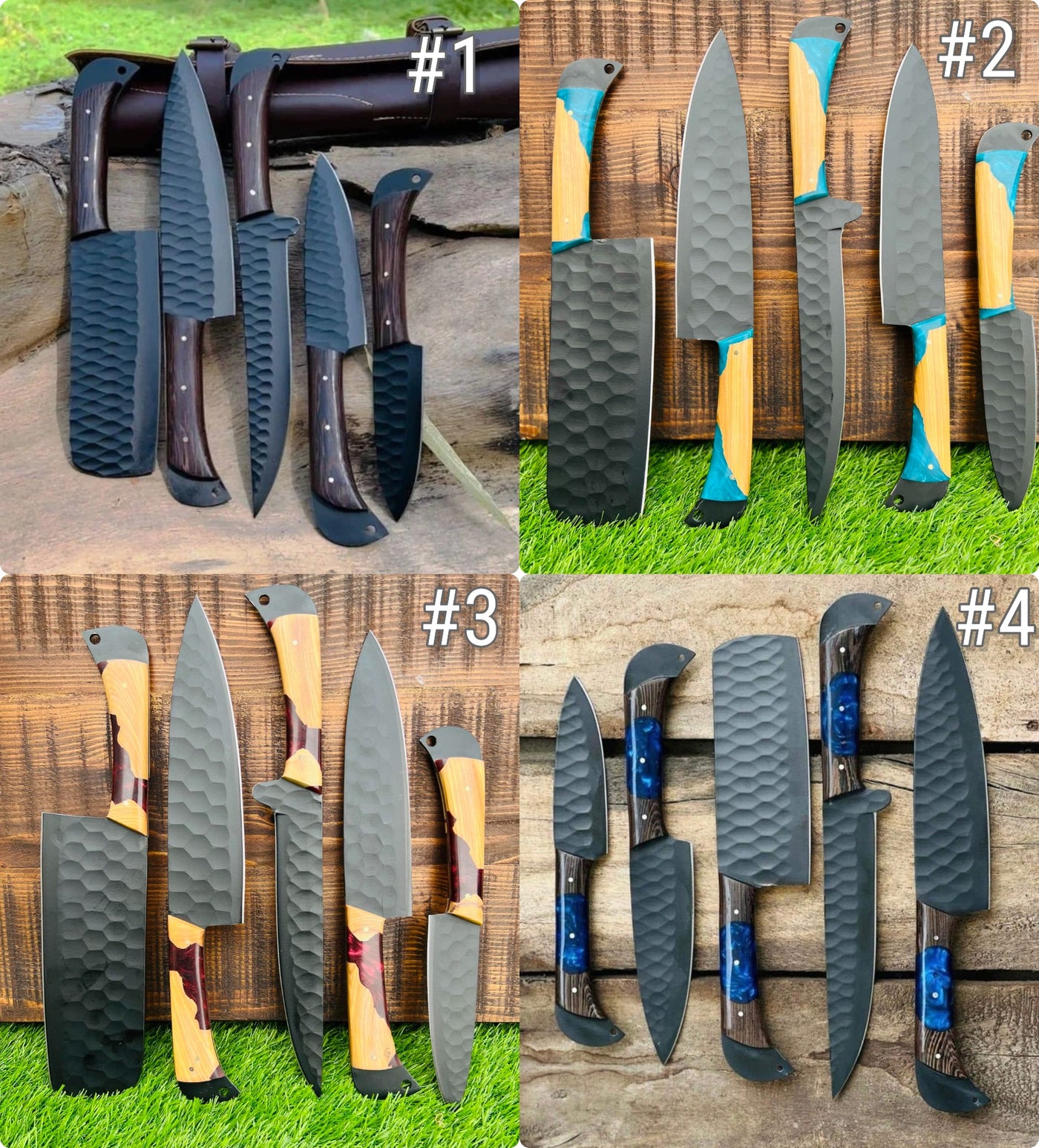 Valhalla BBQ/Kitchen Sets  | 5-Piece Set + Leather Roll - Troy Blades
