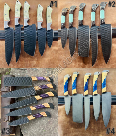 Valhalla BBQ/Kitchen Sets  | 5-Piece Set + Leather Roll - Troy Blades