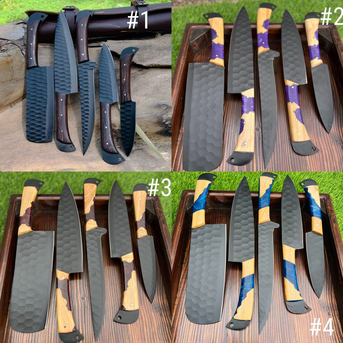 Valhalla BBQ/Kitchen Sets  | 5-Piece Set + Leather Roll - Troy Blades