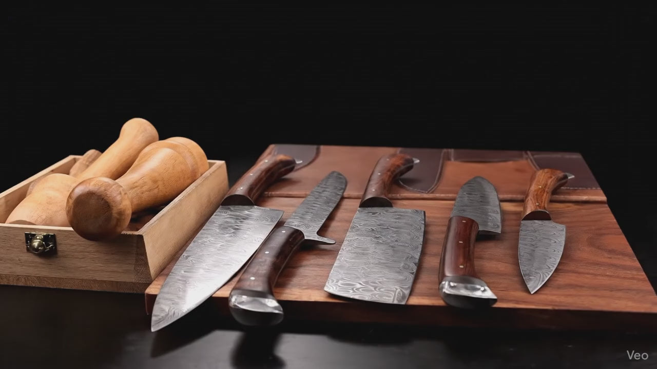 The Valhalla | 5-Piece Chef Knife Set + Leather Roll