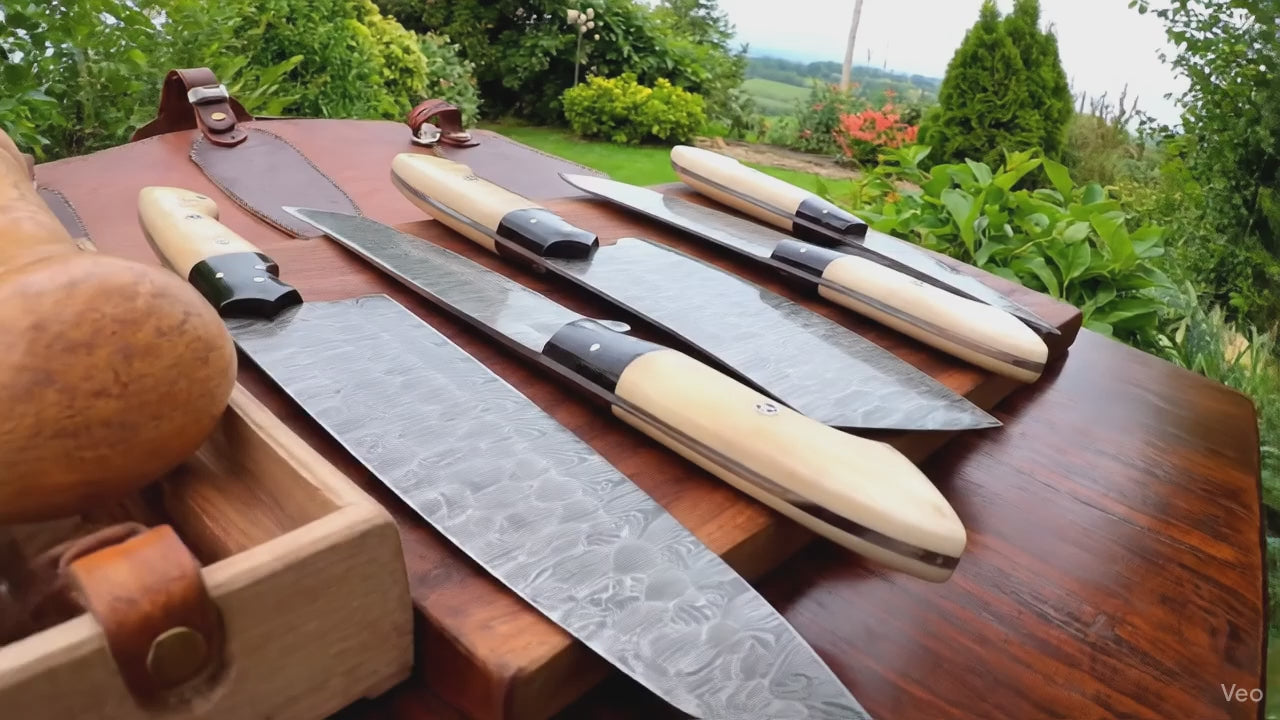 The Dahlia | 5-Piece Chef Knife Set + Leather Roll