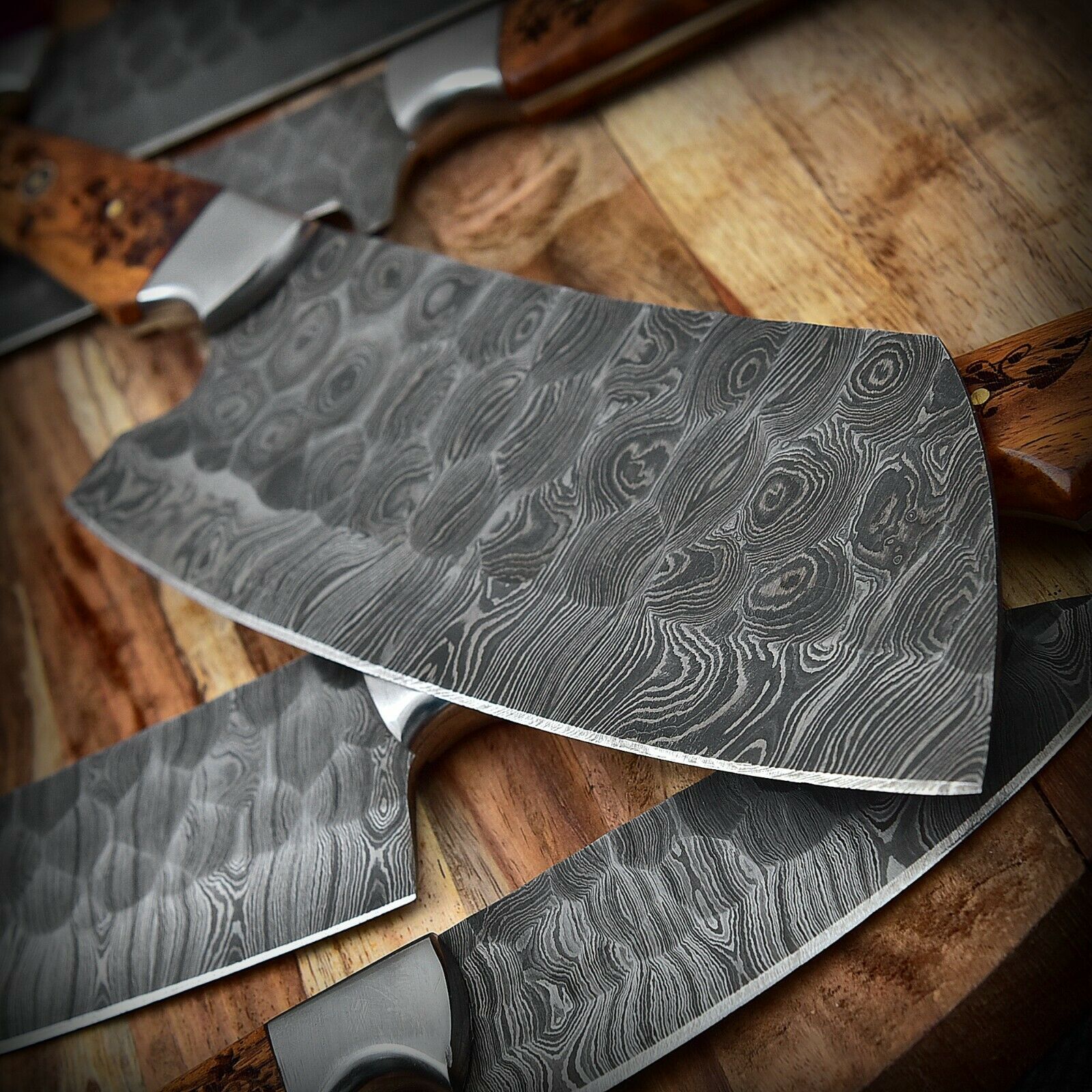 Custom Handmade HAND FORGED DAMASCUS STEEL CHEF KNIFE Set Kitchen Knives -Pro5 - Troy Blades