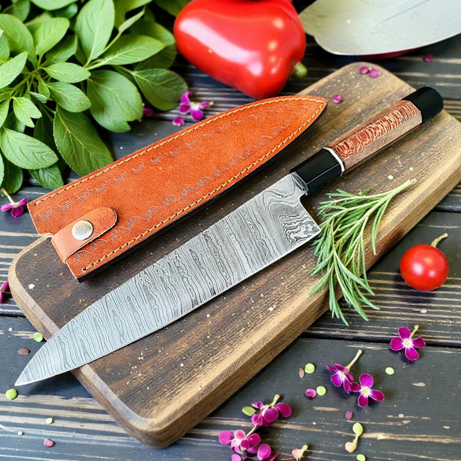 Custom Handmade Damascus 15" Chef Knife - Troy Blades