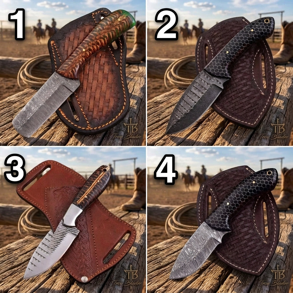 Handmade Damascus & Custom Hunting Knife Collection | The Texas Ranch Series Troy Blades