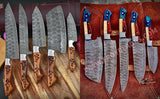 Deal89 Texas Flag Handles Custom Handmade Damascus Outdoor Kitchen/BBq knives set - Troy Blades