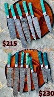 Beautiful Custom hand made Damascus steel kitchen knives sets 81