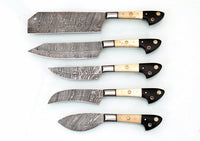 Custom Handmade Damascus outdoor/BBQ knives set