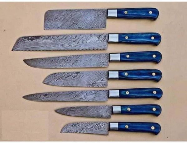 Custom Handmade Damascus Chef/Kitchen knives set