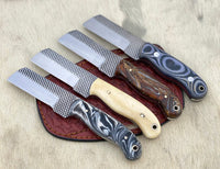 Deal of 4 Custom Handmade Rasp steel Cowboy knife