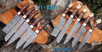 Beautiful Custom hand made Damascus steel kitchen knives sets 84