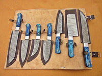 Beautiful Custom Handmade Damascus kitchen knives set of 7