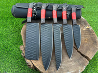 BBQ/Kitchen Sets  | 5-Piece Set + Leather Roll - Troy Blades