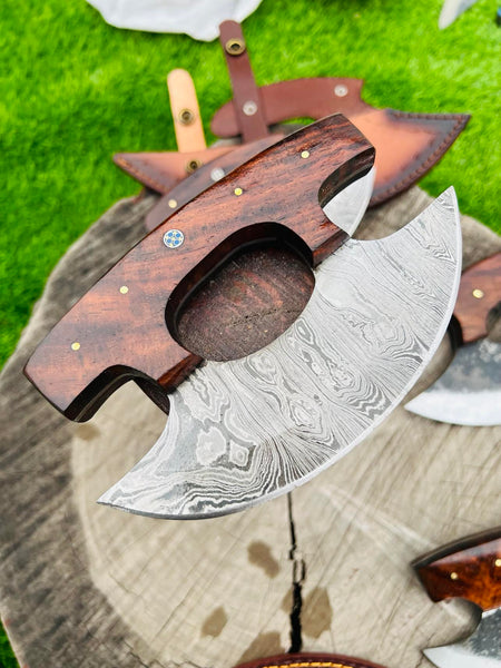 Handmade Damascus/Carbon Steel ULU knives