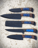 Valhalla BBQ/Kitchen Sets  | 5-Piece Set + Leather Roll - Troy Blades