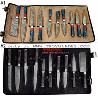 Custom hand made Damascus steel kitchen knives set full