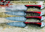 Custom Handmade Damascus steel kitchen/BBQ knives set