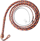 Real & Genuine Kangaroo Hide Leather Bull Whip 8 Feet to 16 Feet 12 Plaits Tan Brown Bullwhip Hand Crafted Heavy Duty - Troy Blades