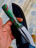 GIFT SERIES Custom Handmade Damascus Hunting skinning knife with Leather sheathe - Troy Blades