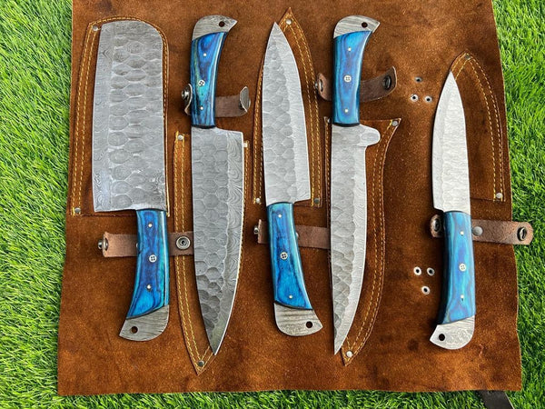 Blue Handles The Valhalla  | 5-Piece Set + Leather Roll