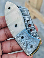 Christmas Gift Beautiful Custom Handmade Damascus Folding knife45