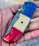 Christmas Gift Beautiful Custom Handmade Damascus Folding knife 35 - Troy Blades