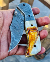 Christmas Gift Beautiful Custom Handmade Damascus Folding knife 30 - Troy Blades