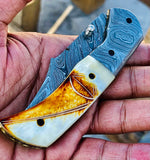 Christmas Gift Beautiful Custom Handmade Damascus Folding knife 30 - Troy Blades