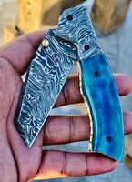 Christmas Gift Beautiful Custom Handmade Damascus Folding knife21