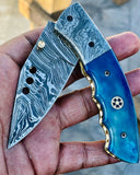 Christmas Gift Beautiful Custom Handmade Damascus Folding knife13 - Troy Blades