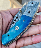 Christmas Gift Beautiful Custom Handmade Damascus Folding knife13 - Troy Blades