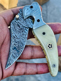 Christmas Gift Beautiful Custom Handmade Damascus Folding knife19 - Troy Blades