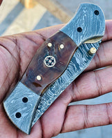 Christmas Gift Beautiful Custom Handmade Damascus Folding knife18