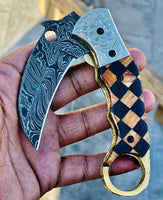 Christmas Gift Beautiful Custom Handmade Damascus Folding knife16