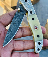 Christmas Gift Beautiful Custom Handmade Damascus Folding knife11 - Troy Blades