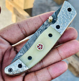 Christmas Gift Beautiful Custom Handmade Damascus Folding knife11 - Troy Blades