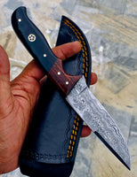 GIFT SERIES Custom Handmade Damascus Hunting skinning knife with Leather sheathe - Troy Blades