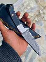 GIFT SERIES Custom Handmade Damascus Hunting skinning knife with Leather sheathe - Troy Blades